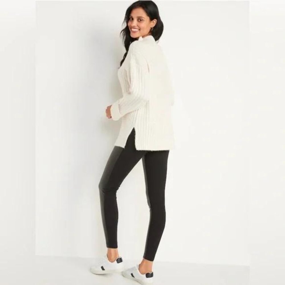 NWT Old Navy High-Waisted Faux-Leather Front-Panel Leggings - Picture 3 of 8